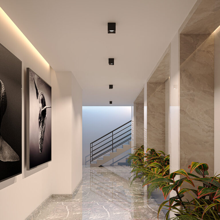 Luminario downlight LED cuadrado dirigible para sobreponer en techo TL